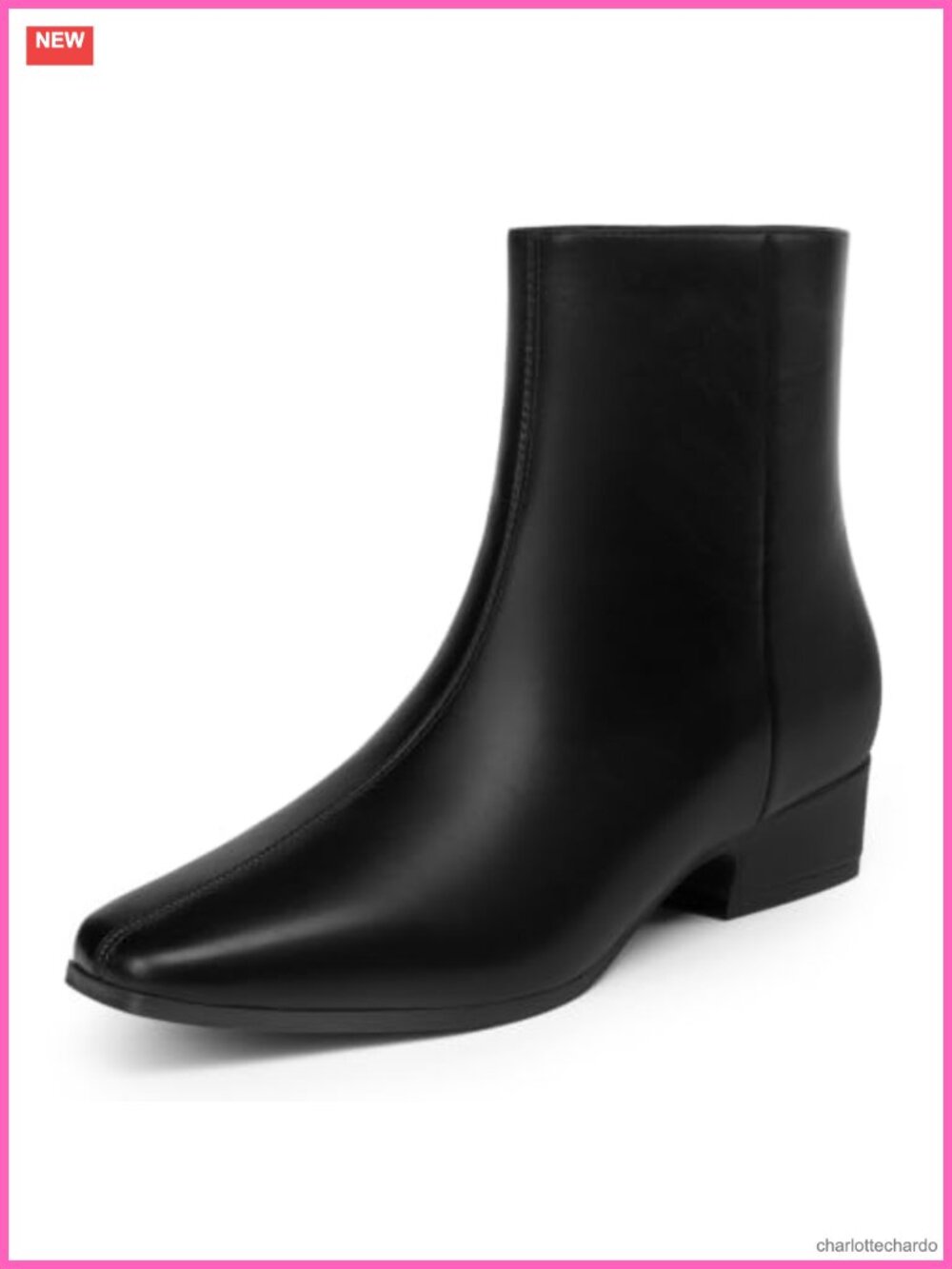 Women's Chunky Low Heel Square Toe Ankle Boots with Side Zipper